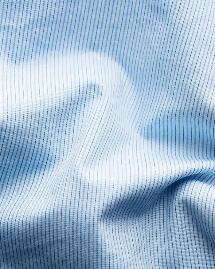 Men White Collar Fine Striped Shirt Blue Eton Dress Shirts Men White Collar Fine Striped Shirt Blue Eton Dress Shirts