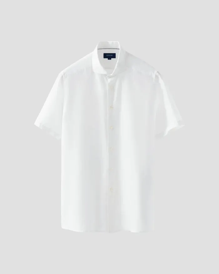 Men White Linen Shirt 8211 Short Sleeve White Eton Casual Shirts