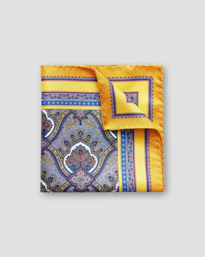 Men Yellow Paisley Print Pocket Square Yellow Eton Pocket Squares