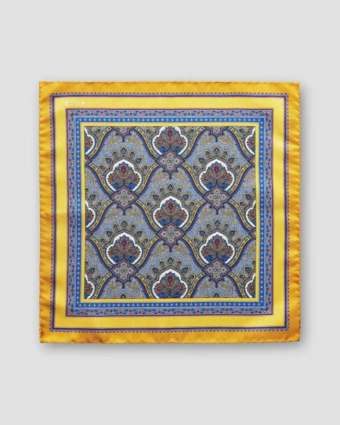 Men Yellow Paisley Print Pocket Square Yellow Eton Pocket Squares Men Yellow Paisley Print Pocket Square Yellow Eton Pocket Squares