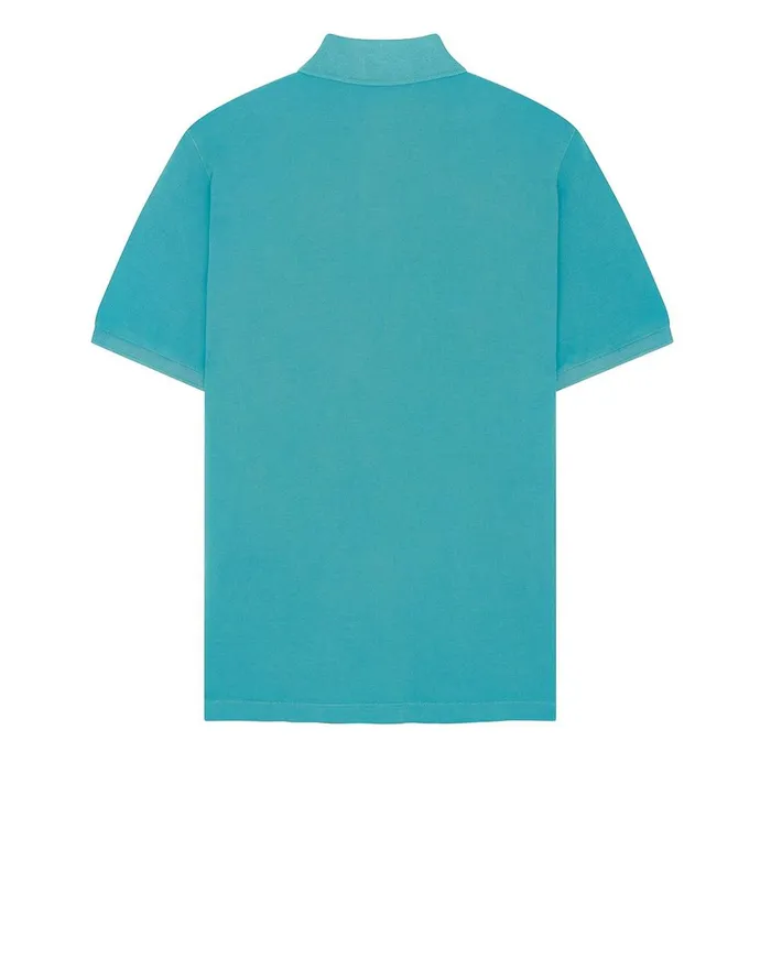 Mens 22S67 Pigment Dye Short Sleeve Polo Shirt In Aqua Stone Island Polo Shirts