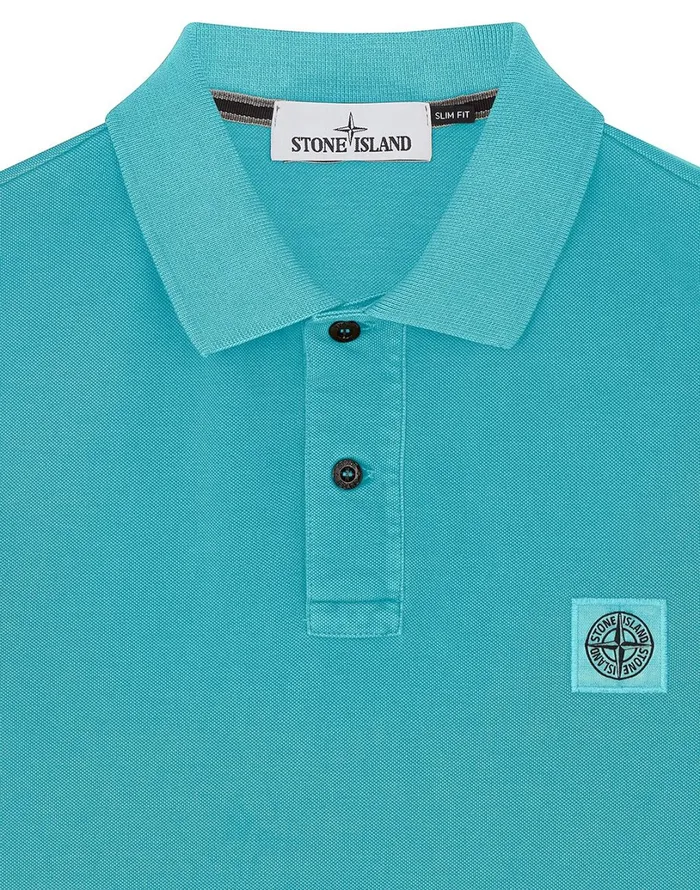 Mens 22S67 Pigment Dye Short Sleeve Polo Shirt In Aqua Stone Island Polo Shirts