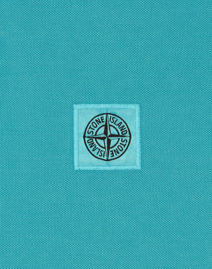 Mens 22S67 Pigment Dye Short Sleeve Polo Shirt In Aqua Stone Island Polo Shirts