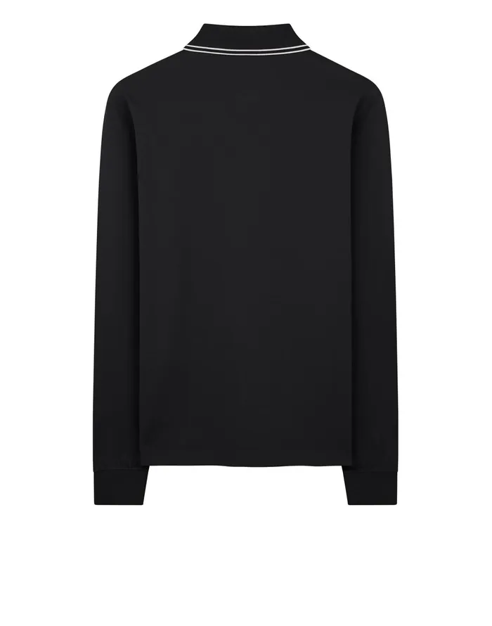 Mens 2Ss18 Long Sleeve Polo Shirt In Black Stone Island Polo Shirts