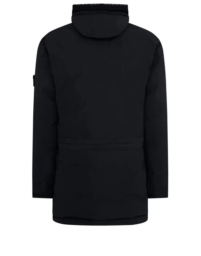 Mens 40626 Micro Reps Down Hooded Jacket In Black Stone Island Coats 038 Jackets
