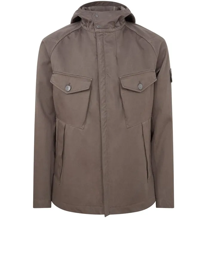 Mens 441F1 Raso Gommato Double Ghost Piece Hooded Jacket In Smoky Grey Stone Island Coats 038 Jackets Mens 441F1 Raso Gommato Double Ghost Piece Hooded Jacket In Smoky Grey Stone Island Coats 038 Jackets