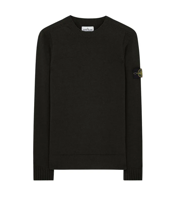 Mens 505A3 Lambswool Crewneck Knit In Dark Forest Stone Island Knitwear