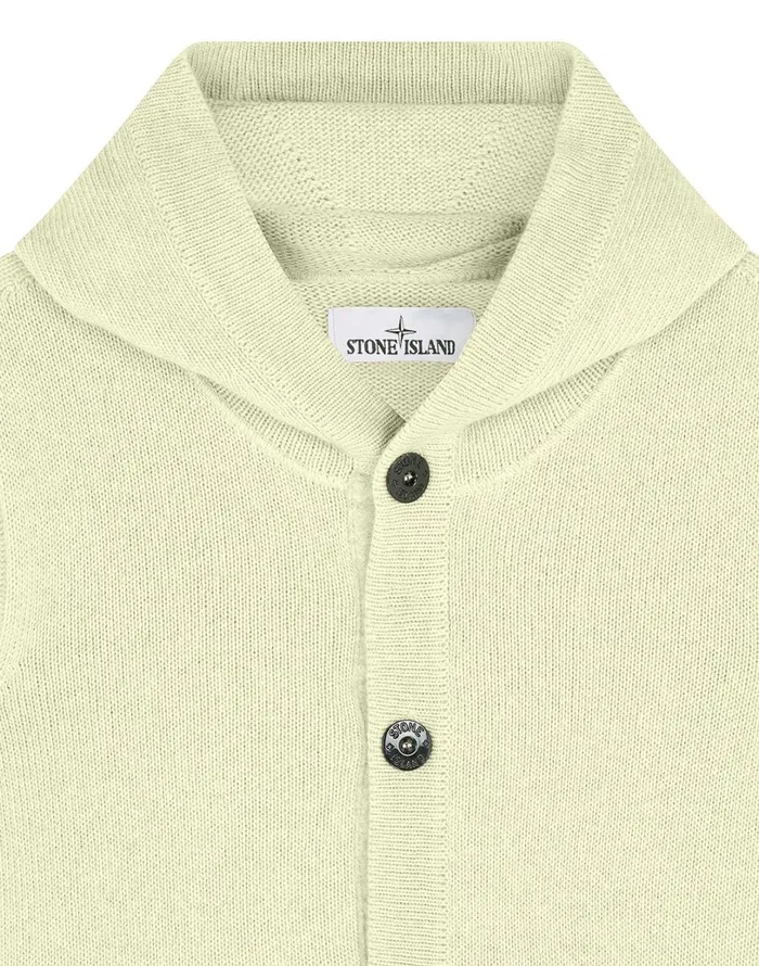 Mens 506A3 Hooded Knitted Cardigan In Butter Stone Island Knitwear