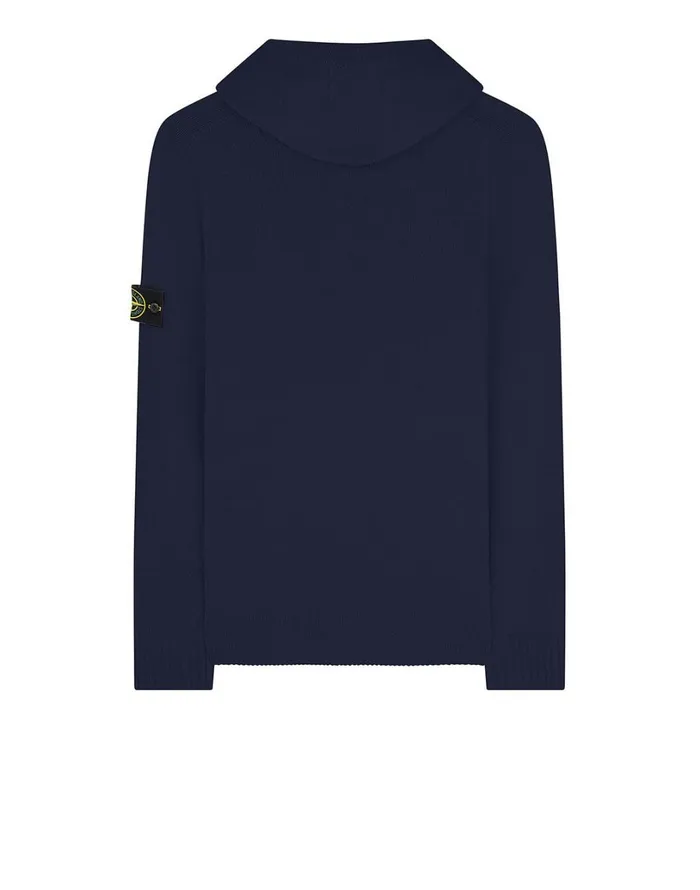 Mens 506A3 Hooded Knitted Cardigan In Navy Stone Island Knitwear