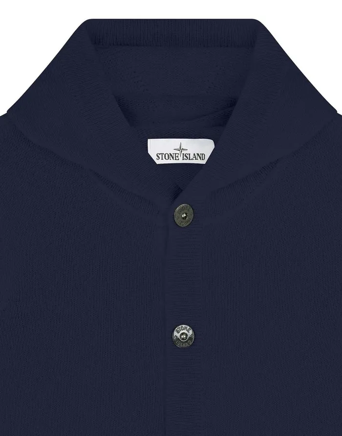 Mens 506A3 Hooded Knitted Cardigan In Navy Stone Island Knitwear
