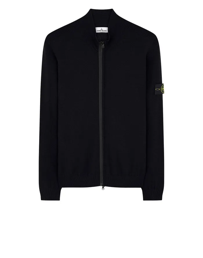 Mens 513A1 Knitted Cardigan In Black Stone Island Knitwear
