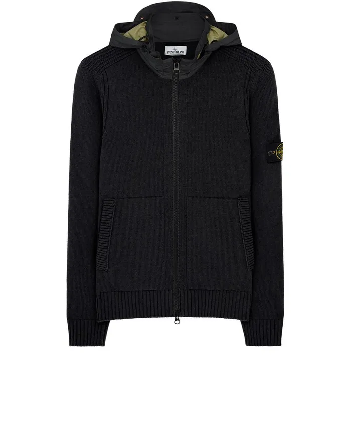 Mens 551A3 Cardigan In Charcoal Stone Island Knitwear
