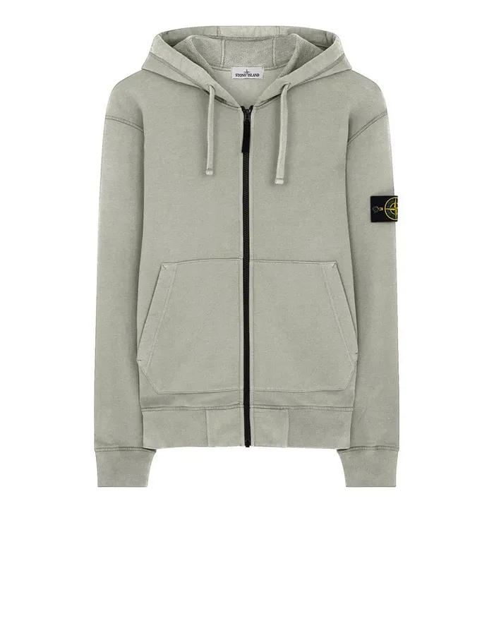 Mens 64220 Hooded Full Zip Sweatshirt In Dove Grey Stone Island Sweatshirts