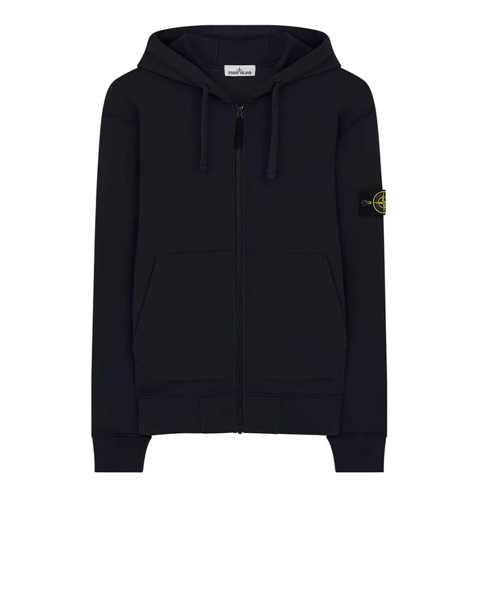 Mens 64220 Hooded Full Zip Sweatshirt In Navy Stone Island Sweatshirts