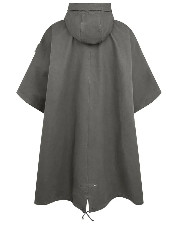 Mens 717F1 Raso Gommato Double Ghost Piece Hooded Cape In Smoky Grey Stone Island Coats 038 Jackets