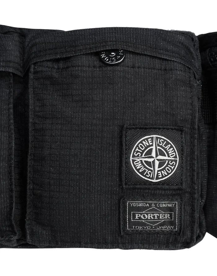 Mens 916P1 Stone IslandPorterReflective Weave RipstopTc In Black Stone Island Bags
