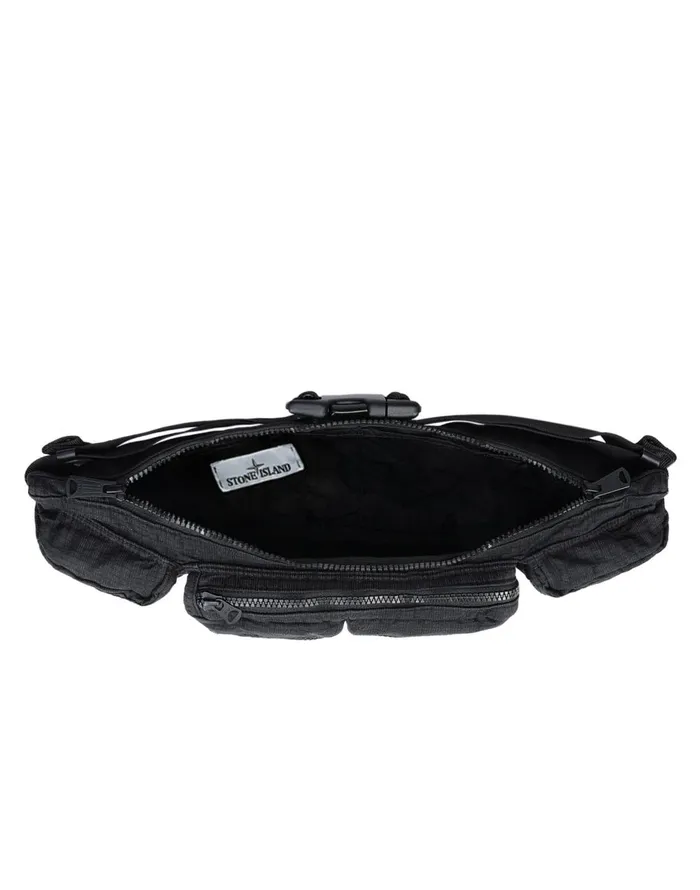 Mens 916P1 Stone IslandPorterReflective Weave RipstopTc In Black Stone Island Bags