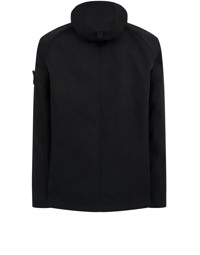 Mens Coats and Jackets Stone Island 441F1 Raso Gommato Double Ghost Piece Hooded Jacket In BlackJackets Black