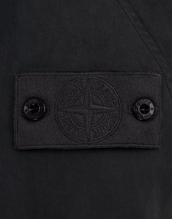 Mens Coats and Jackets Stone Island 441F1 Raso Gommato Double Ghost Piece Hooded Jacket In BlackJackets Black