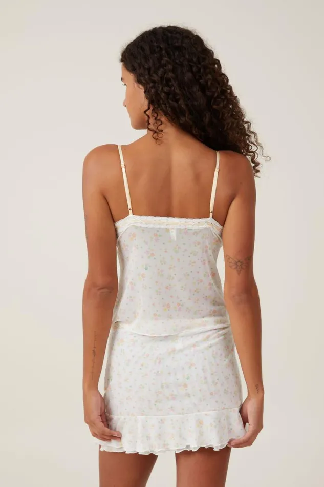 Mesh Cami Follie Floral Cream Women Cotton On Tops