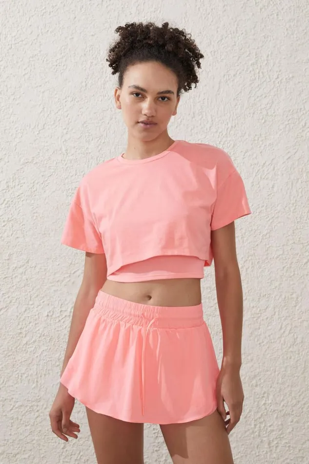 Mesh Layered Tshirt Coral Dream Women Cotton On Tops