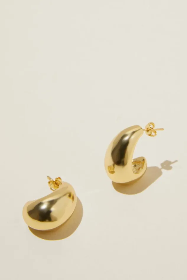 Mid Charm Earring Gold Plated Tear Drop Stud Women Cotton On Jewelry Mid Charm Earring Gold Plated Tear Drop Stud Women Cotton On Jewelry