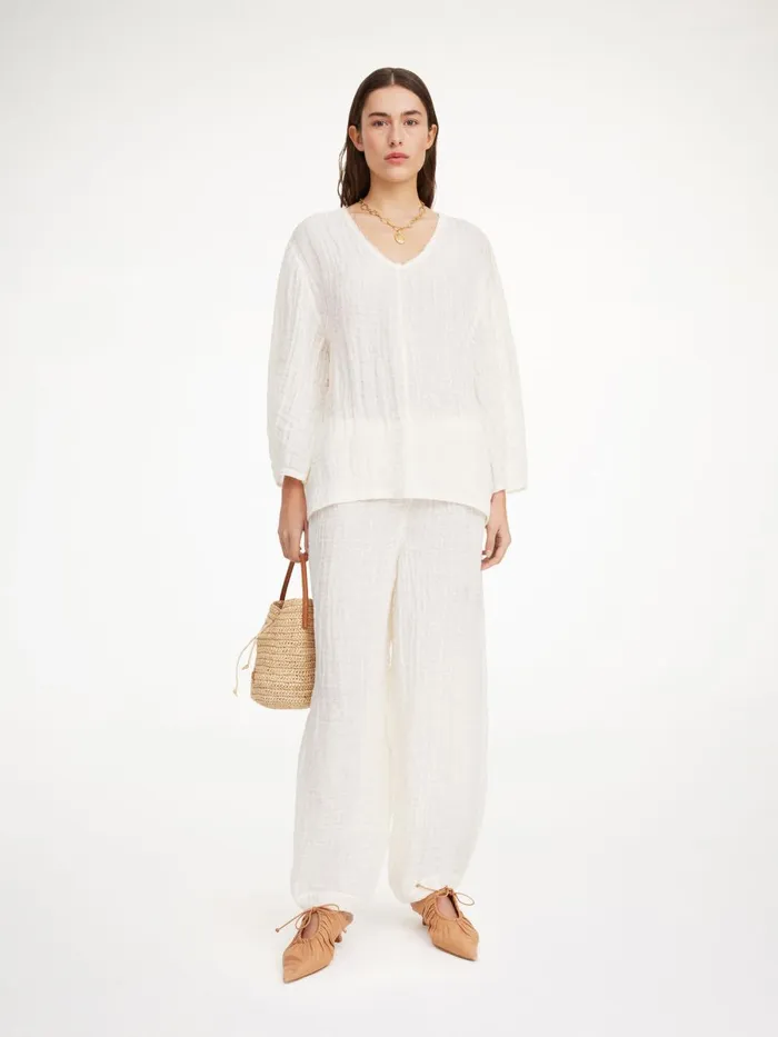Mikala Organic Linen Blouse Pure White Women By Malene Birger Tops and Blouses