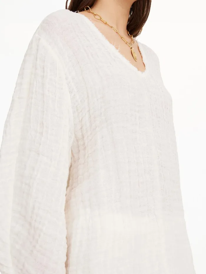Mikala Organic Linen Blouse Pure White Women By Malene Birger Tops and Blouses