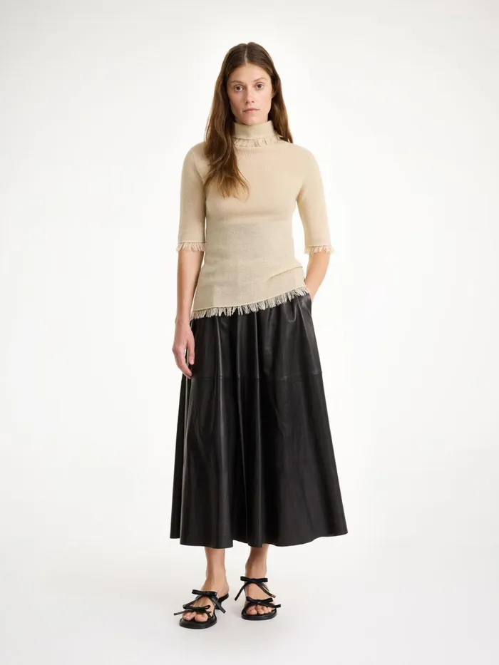 Mivilo Midi Leather Skirt Black Women By Malene Birger Skirts