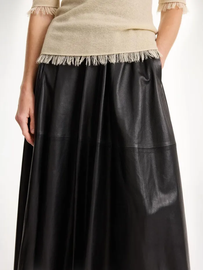 Mivilo Midi Leather Skirt Black Women By Malene Birger Skirts