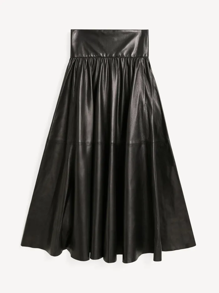 Mivilo Midi Leather Skirt Black Women By Malene Birger Skirts