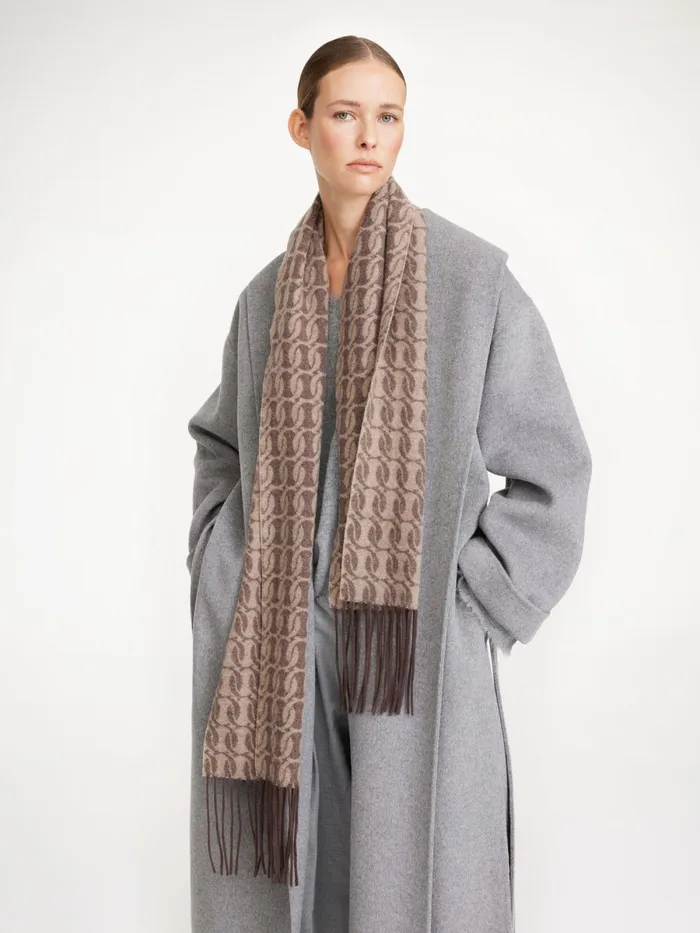 Monni WoolBlend Scarf Grey Brown Melange Women By Malene Birger Scarves