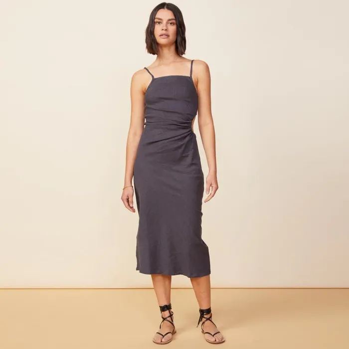 MONROW DRESSES Linen Slip Dress Faded Black 8211 Shop
