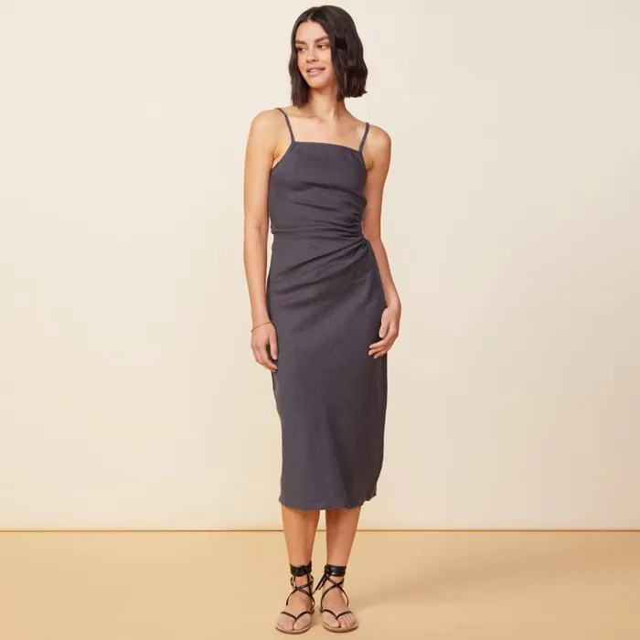 MONROW DRESSES Linen Slip Dress Faded Black 8211 Shop