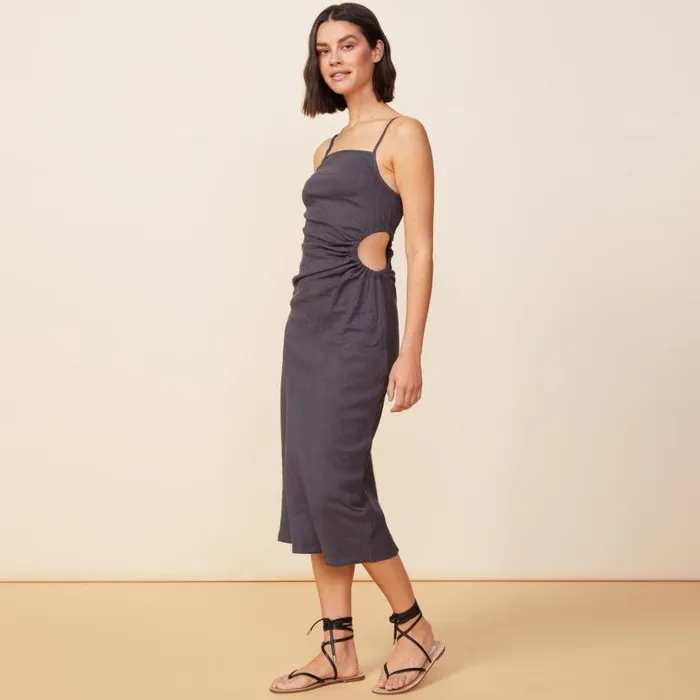 MONROW DRESSES Linen Slip Dress Faded Black 8211 Shop