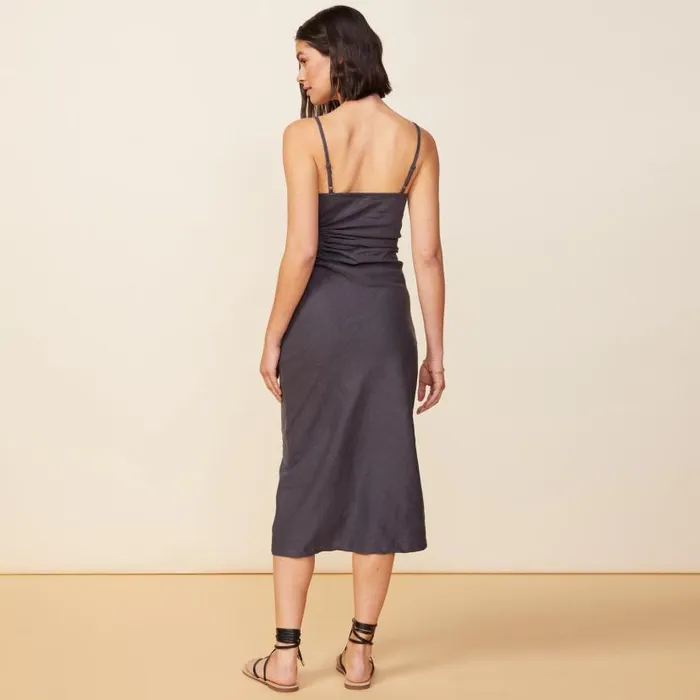 MONROW DRESSES Linen Slip Dress Faded Black 8211 Shop