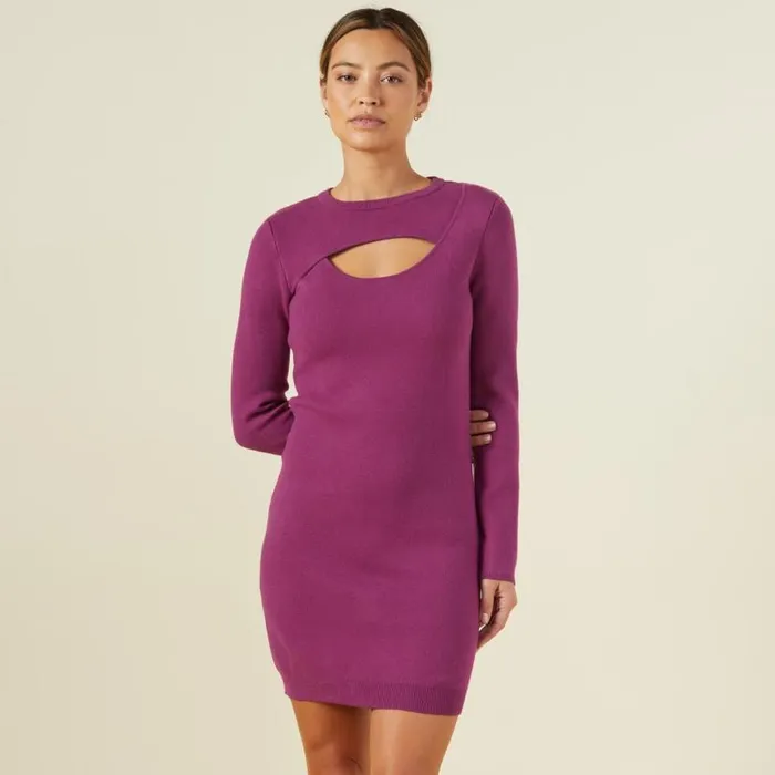 MONROW DRESSES Supersoft Sweater Knit Cut Out Dress Raspberry Rose 8211 Shop