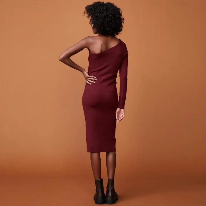 MONROW DRESSES Supersoft Sweater Knit One Shoulder Dress Rhubarb 8211 Shop