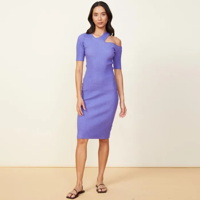 MONROW DRESSES Sweater Rib Cut Out Dress Aster Purple 8211 Shop
