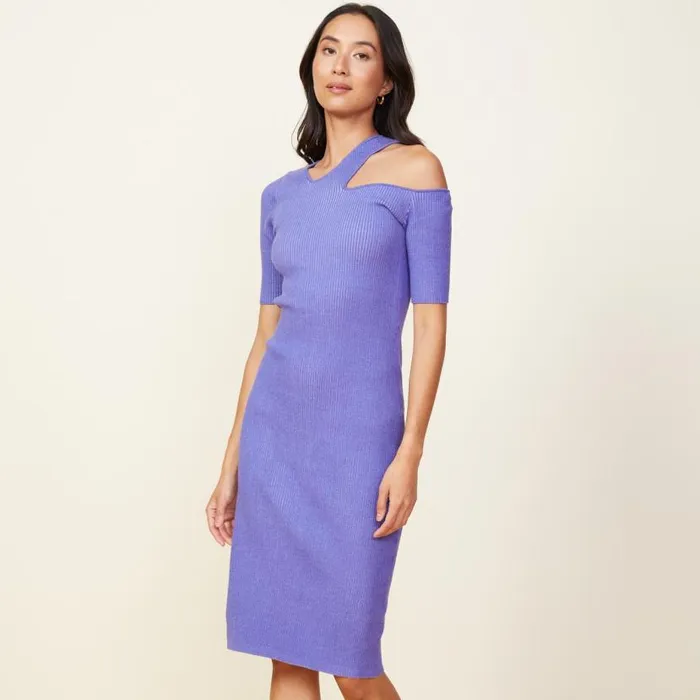MONROW DRESSES Sweater Rib Cut Out Dress Aster Purple 8211 Shop