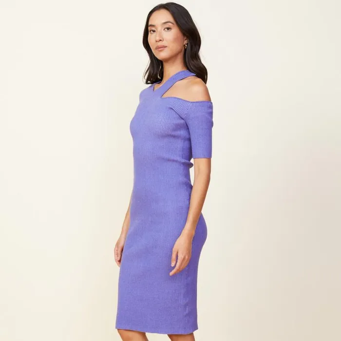 MONROW DRESSES Sweater Rib Cut Out Dress Aster Purple 8211 Shop