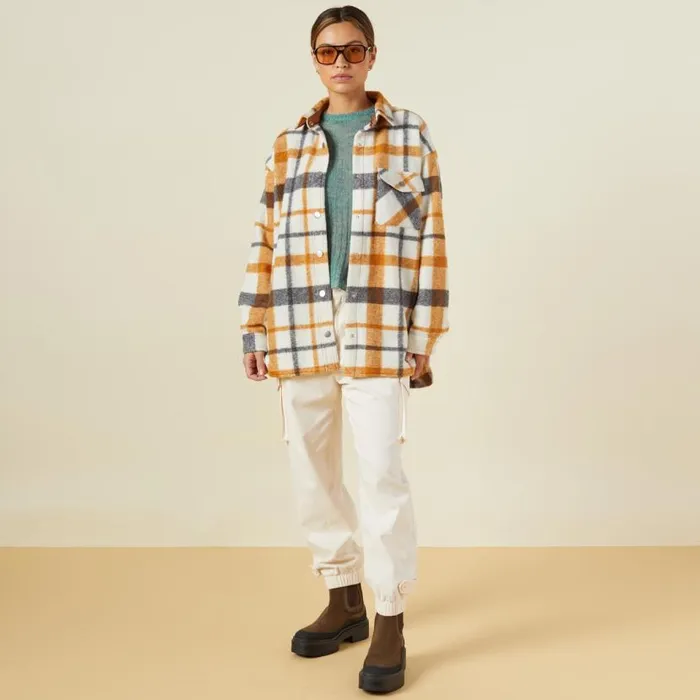 MONROW JACKETS Plaid Shacket Blacknatcamel 8211 Shop
