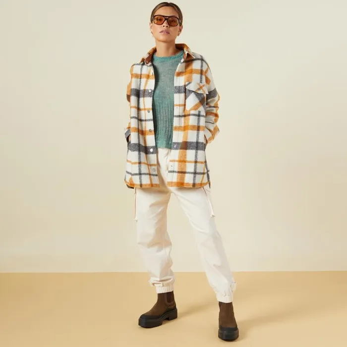 MONROW JACKETS Plaid Shacket Blacknatcamel 8211 Shop