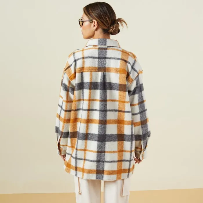MONROW JACKETS Plaid Shacket Blacknatcamel 8211 Shop