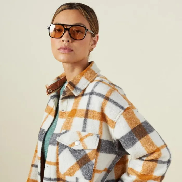 MONROW JACKETS Plaid Shacket Blacknatcamel 8211 Shop