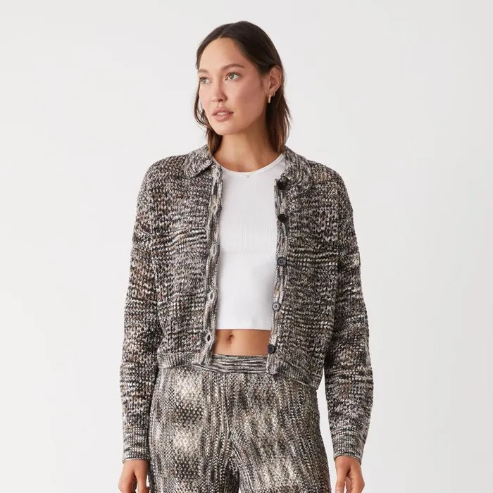 MONROW JACKETS Spacedye Crochet Cardigan Pecan Multi 8211 Shop