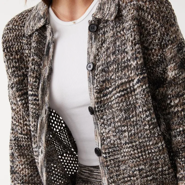 MONROW JACKETS Spacedye Crochet Cardigan Pecan Multi 8211 Shop