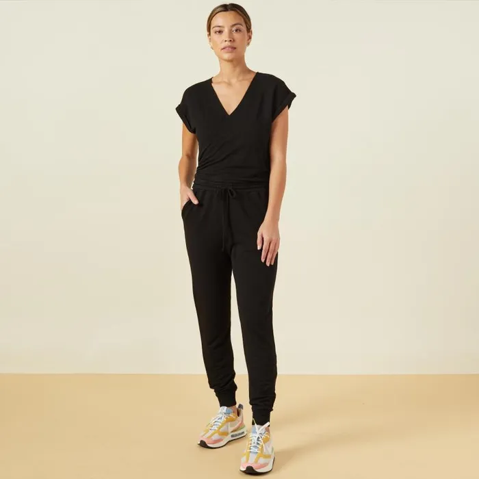 MONROW JUMPSUITS Supersoft Wrapped Jumpsuit Black 8211 Shop