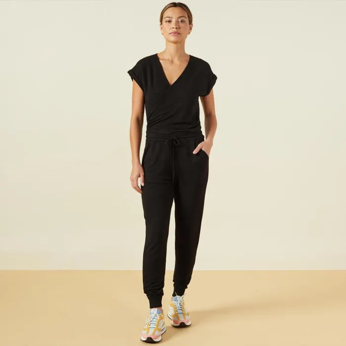 MONROW JUMPSUITS Supersoft Wrapped Jumpsuit Black 8211 Shop