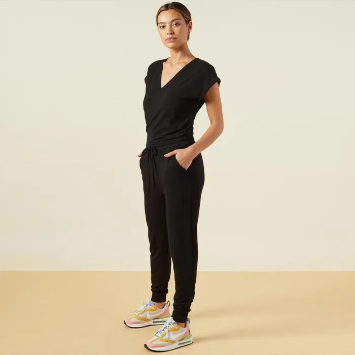 MONROW JUMPSUITS Supersoft Wrapped Jumpsuit Black 8211 Shop